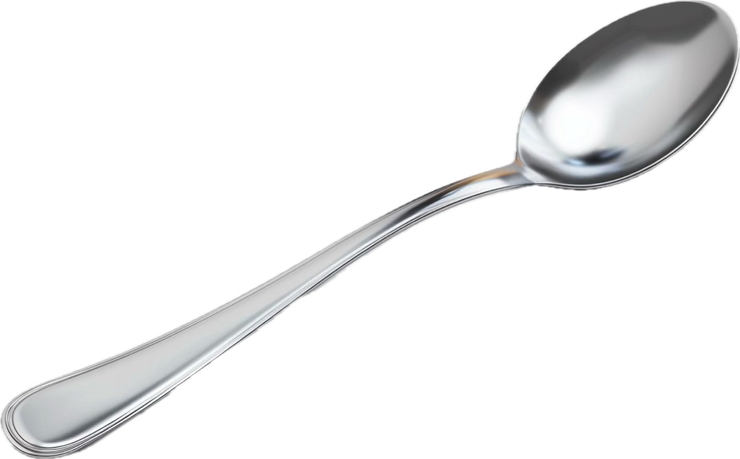 a silver spoon on a white background