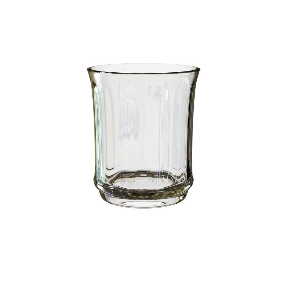 a glass vase on a white background