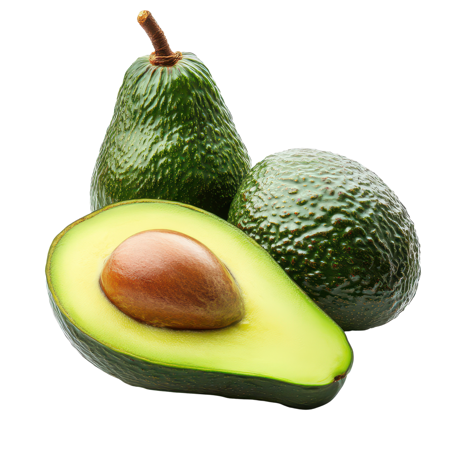 two avocas on a white background