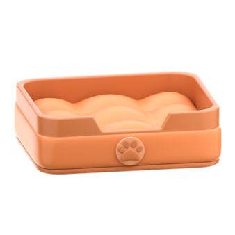 an orange plastic container with a white background