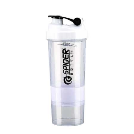 a clear plastic water bottle with a black lid