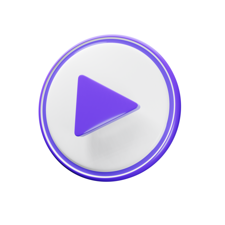 a purple play button on a white background