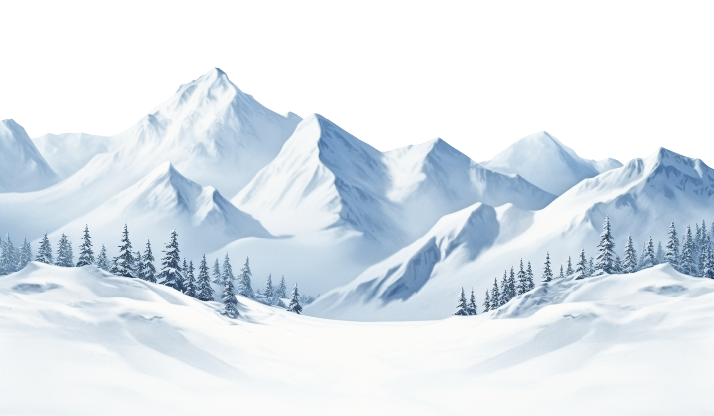 a snowy mountain landscape with trees and snow