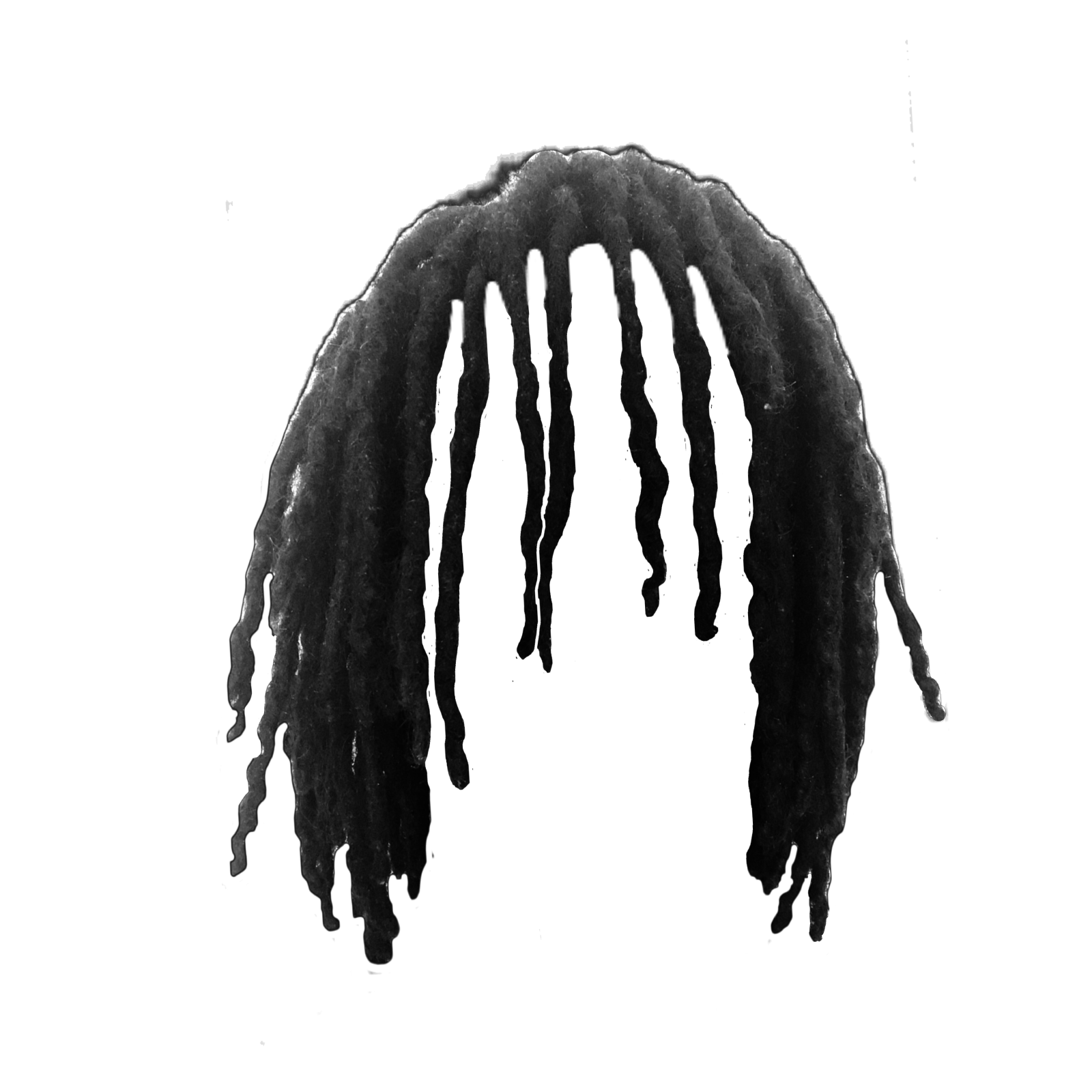 A black and white drawing of dread hair