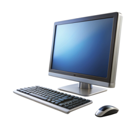 a computer with a mouse and keyboard on it