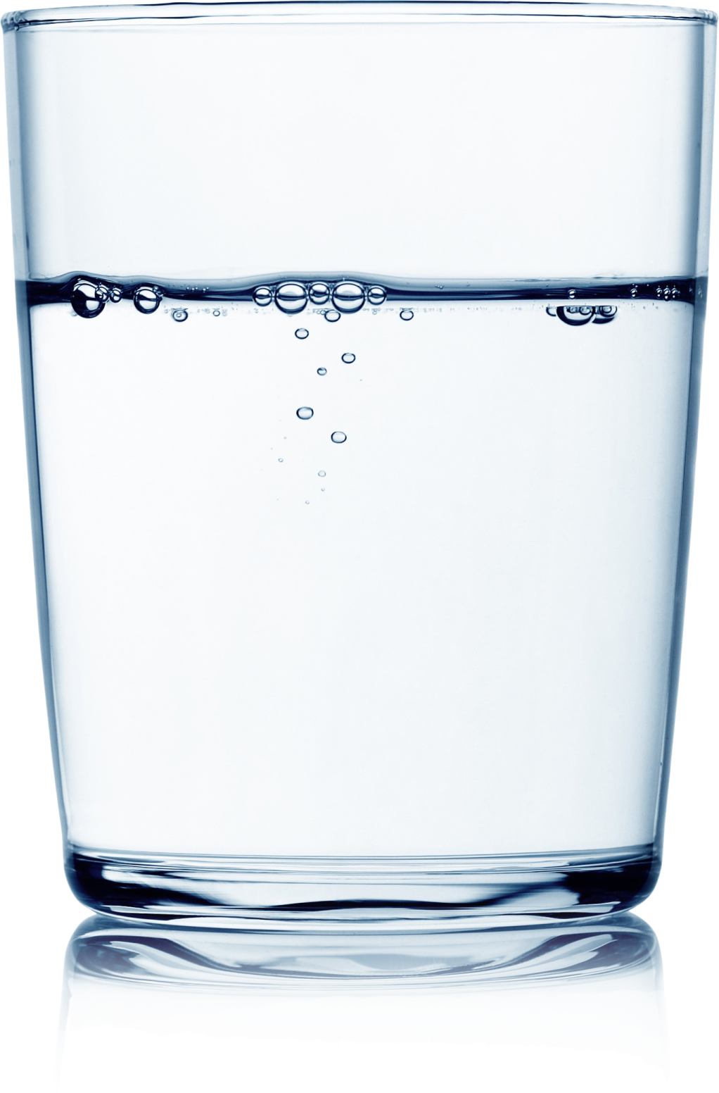 a glass of water on a white background