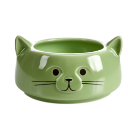 a green cat bowl on a white background