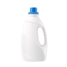 a white plastic bottle with blue lid