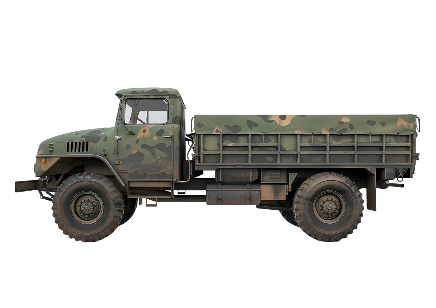 an old military truck on a white background