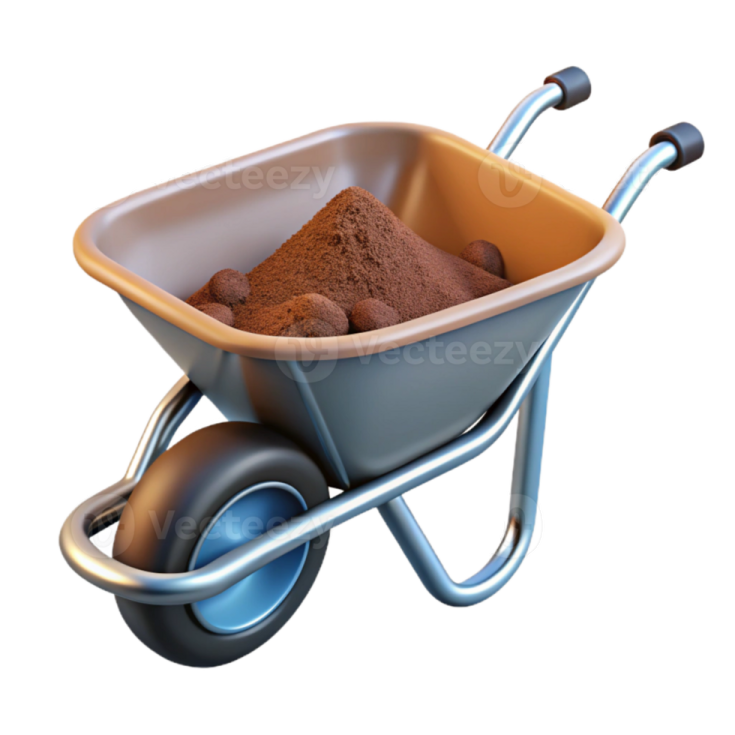 a wheelbar with soil in it