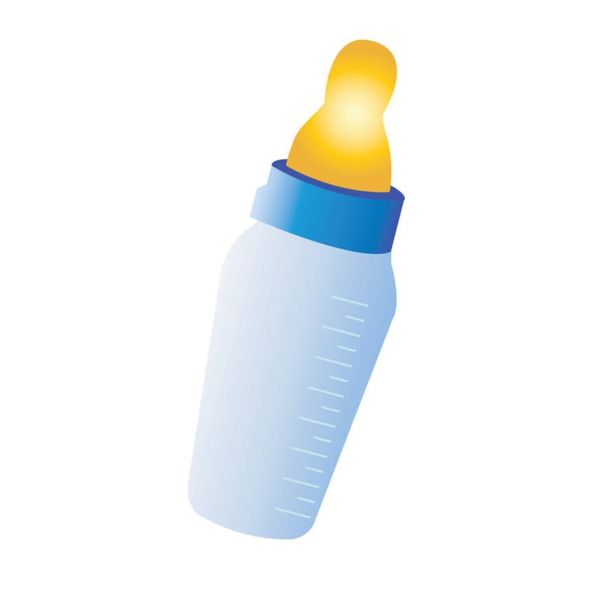 a baby bottle with a yellow cap