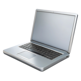 an open laptop computer on a white background