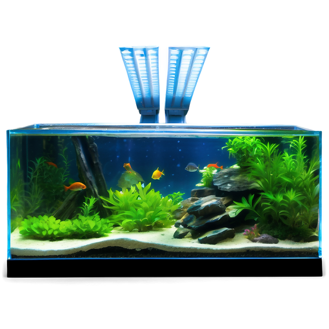 a fish tank filled with water and plants
