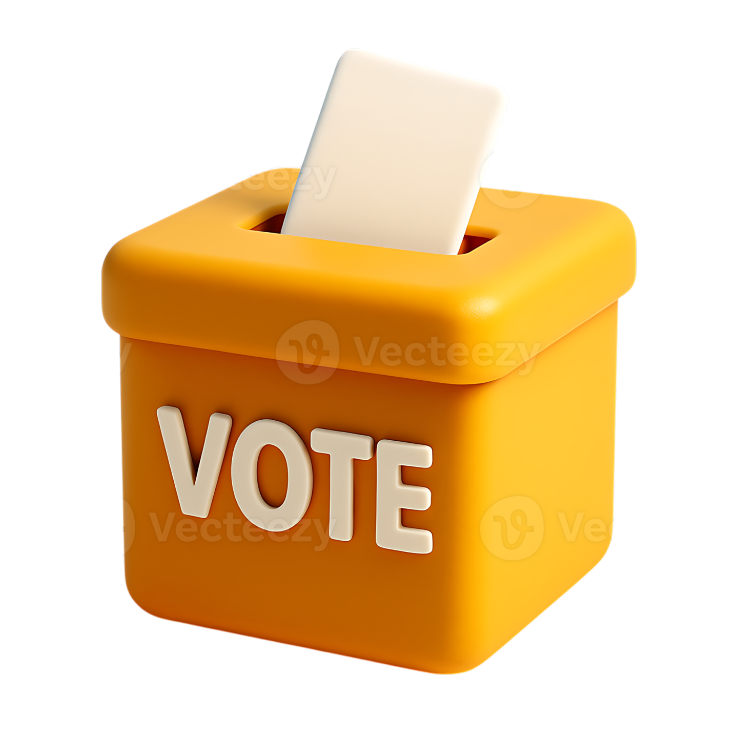 an orange voting box with the word vote on it
