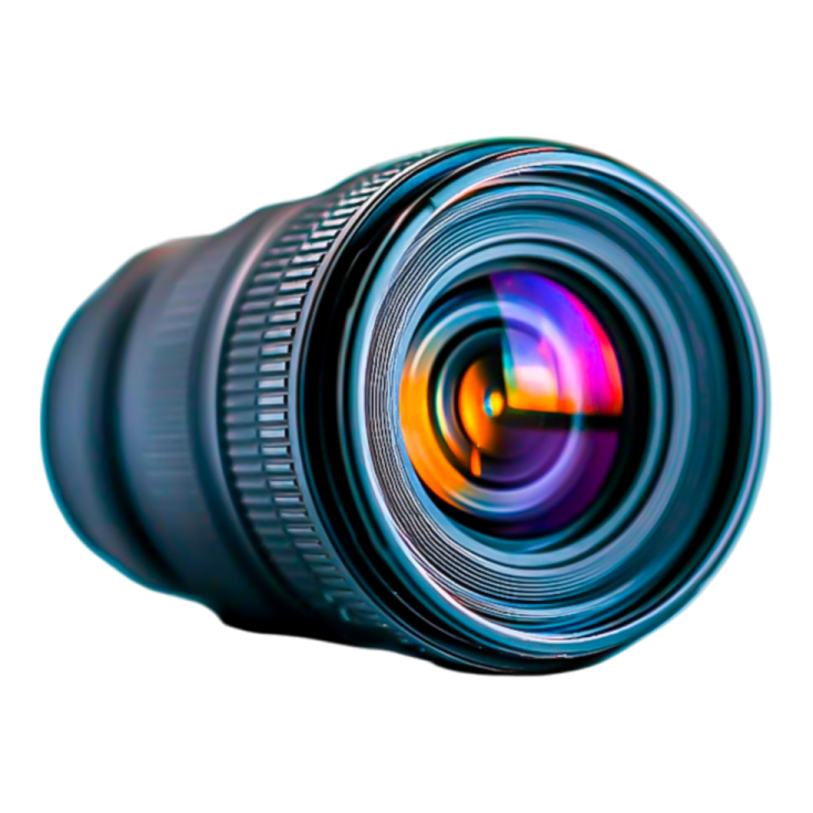 a camera lens on a white background