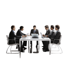 a group of people sitting around a table