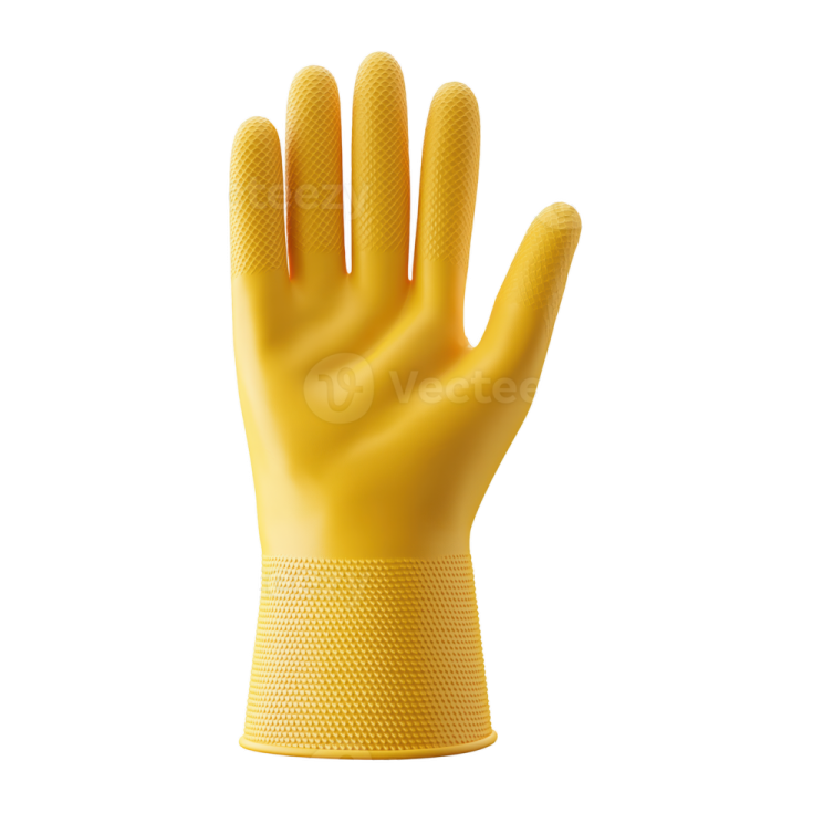 a pair of yellow gloves on a white background