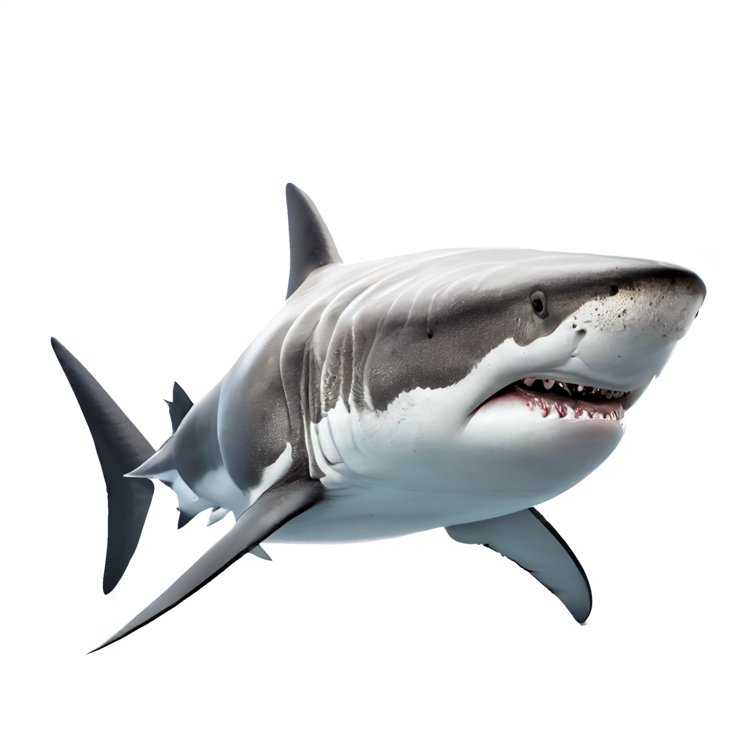 a great white shark with its mouth open