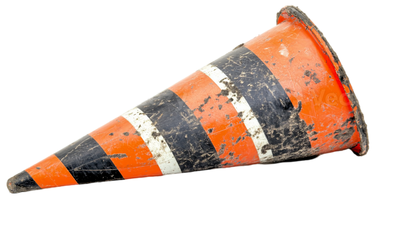 an orange and black cone on a white background