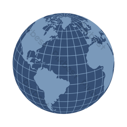 a blue and white globe on a white background