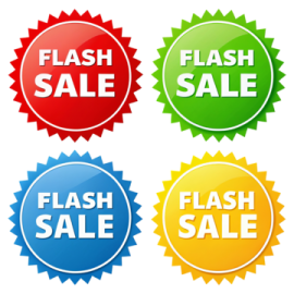 a set of four flash sale stickers