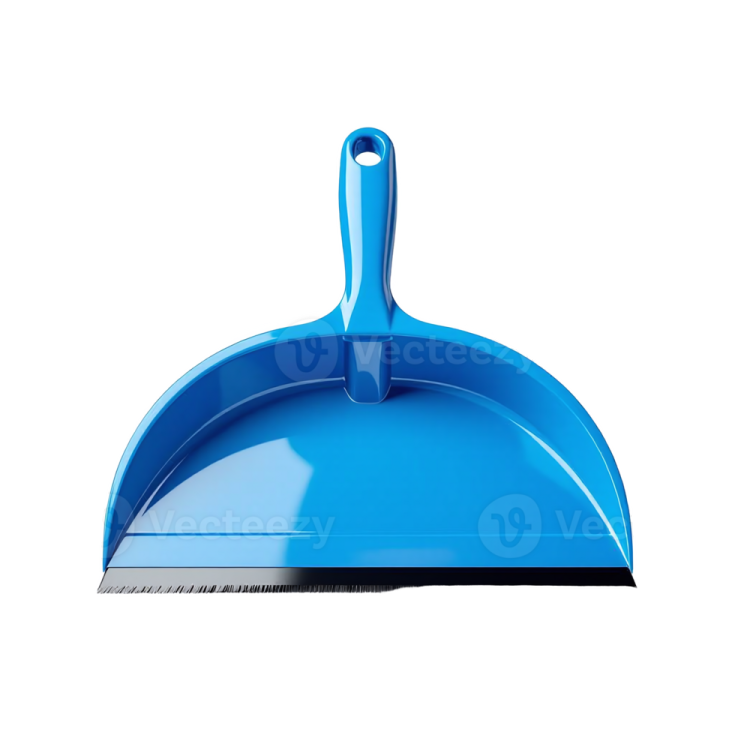 a blue dust sweeper on a white background