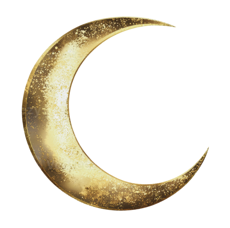 a gold crescent with stars on it