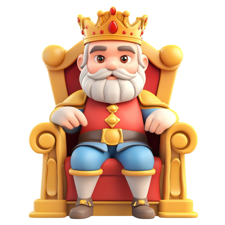a king sitting in a throne with a crown on his head