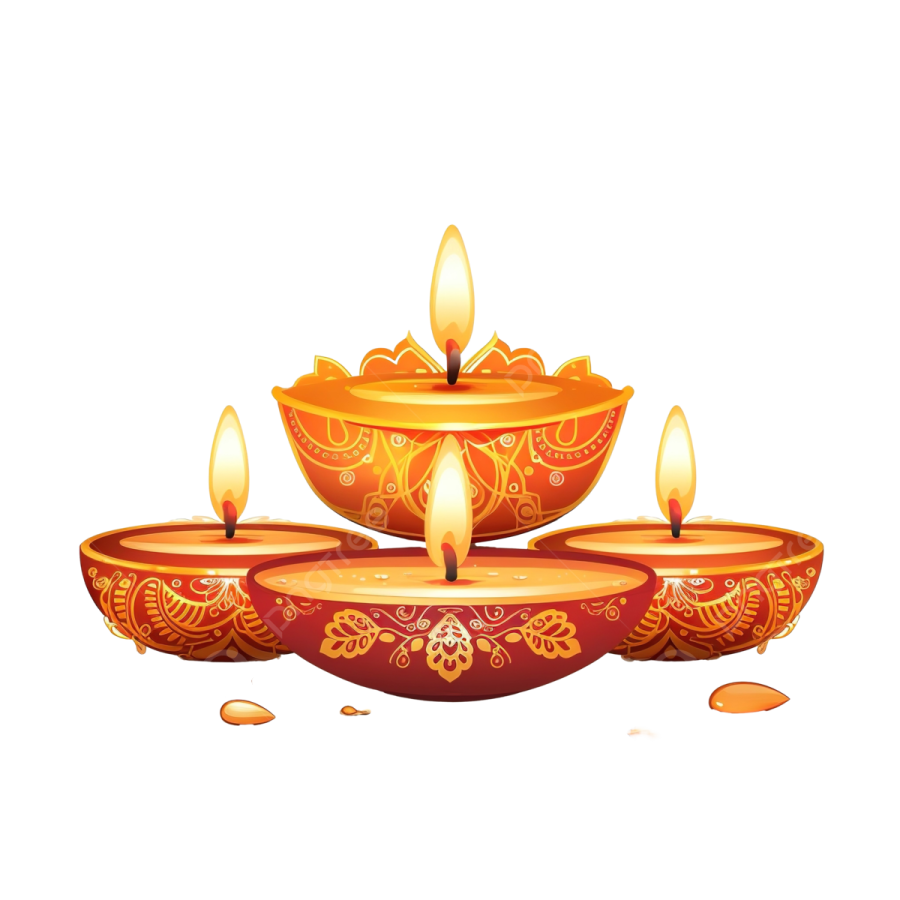 a set of three candles on a white background