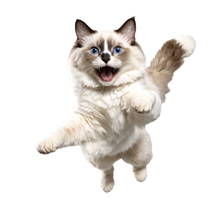 a cat is jumping in the air