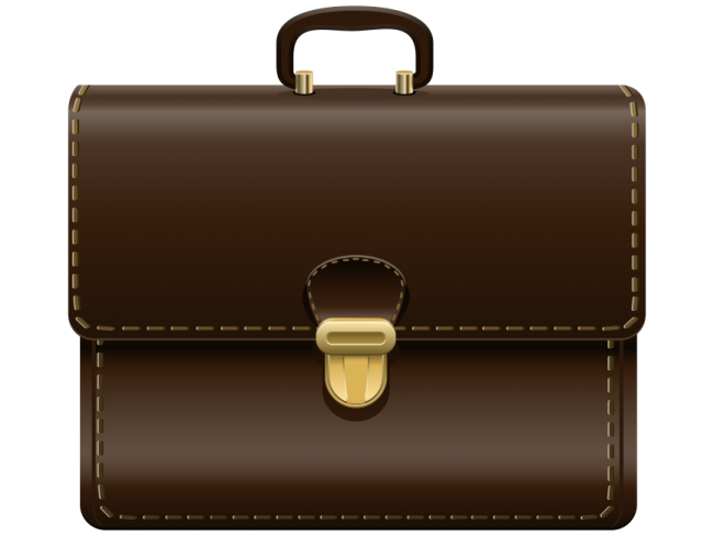 a brown briefcase on a white background