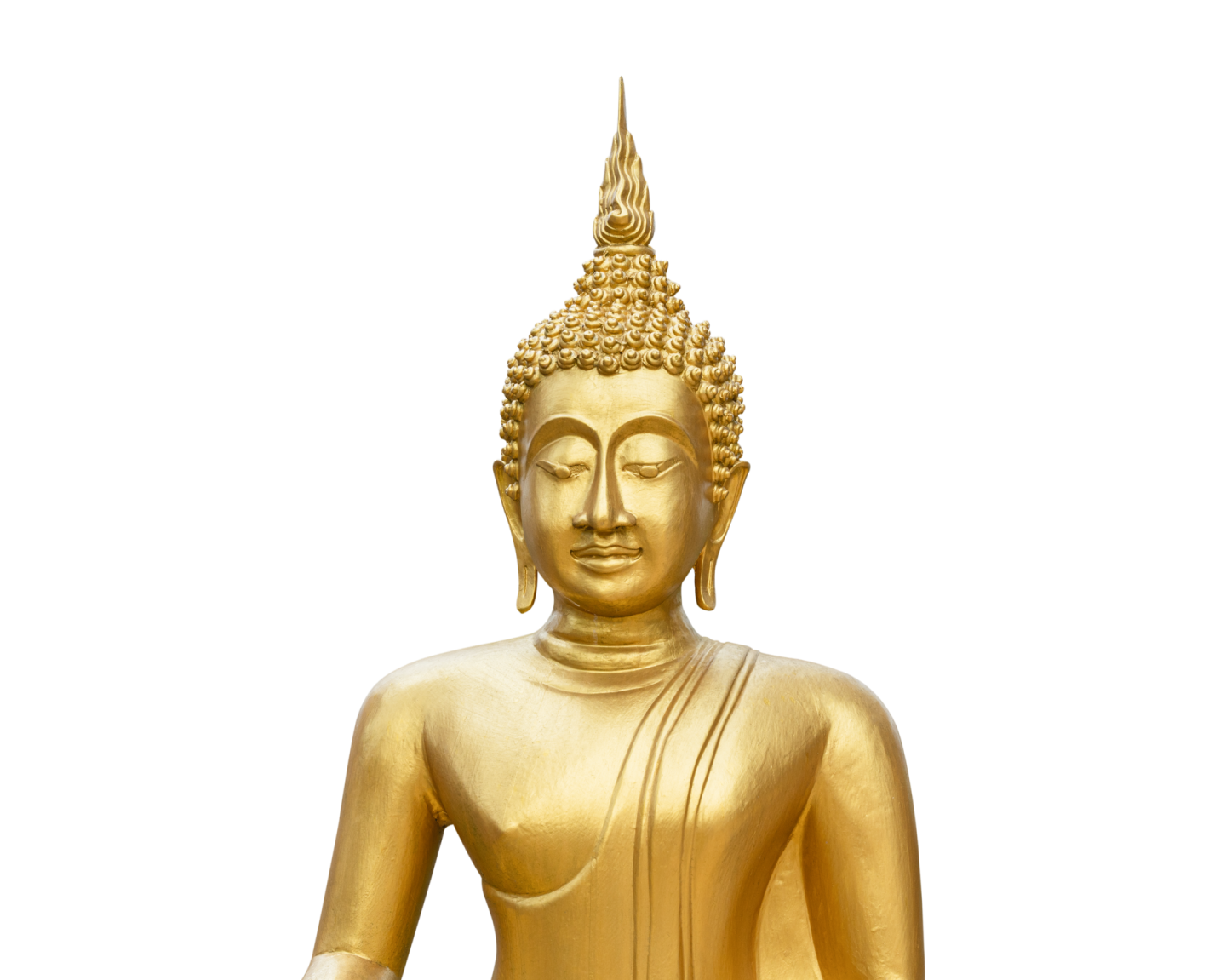 golden buddha statue isolated on white background