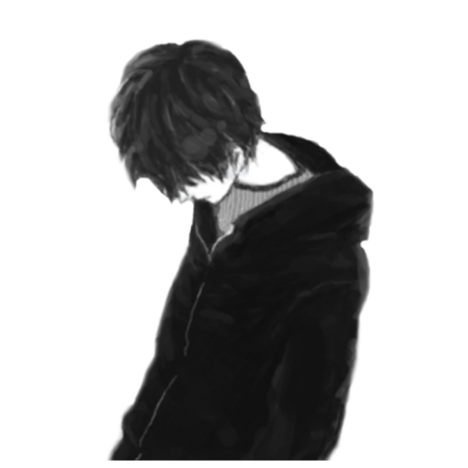 a black and white drawing of a man in a coat