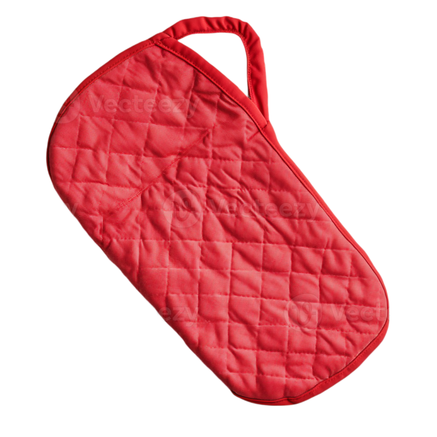 a red oven mit on a white background