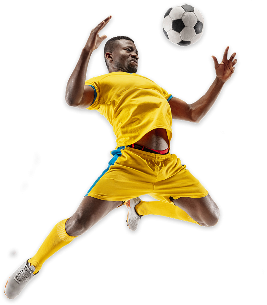 a man in a yellow shirt is playing soccer