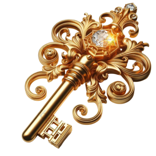 a golden key with a diamond on it