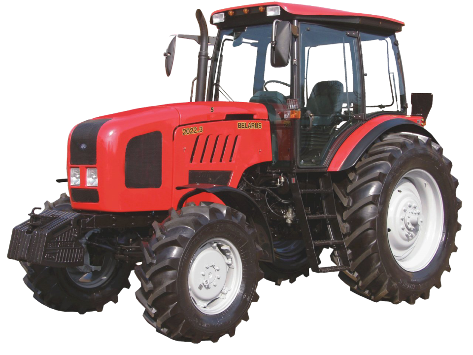 a red tractor on a white background