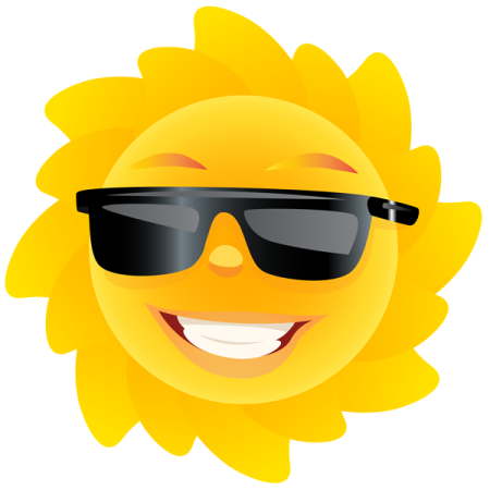 a smiling sun wearing sunglasses