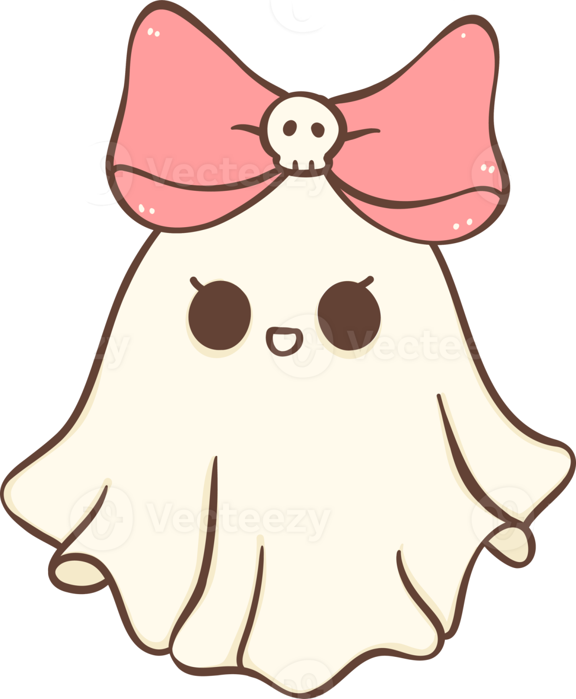 a cartoon ghost with a pink bow