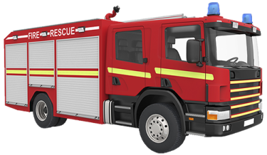 a red fire truck on a white background