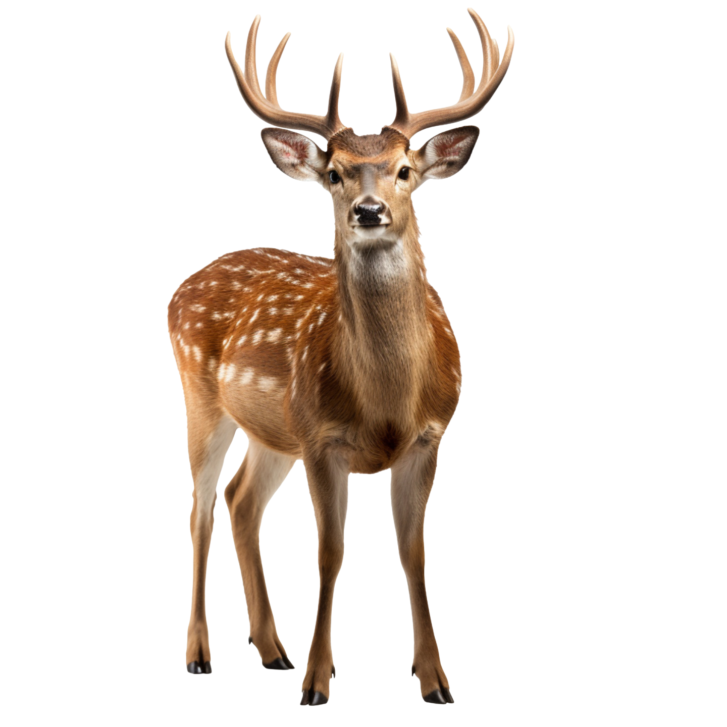 a deer standing in front of a white background