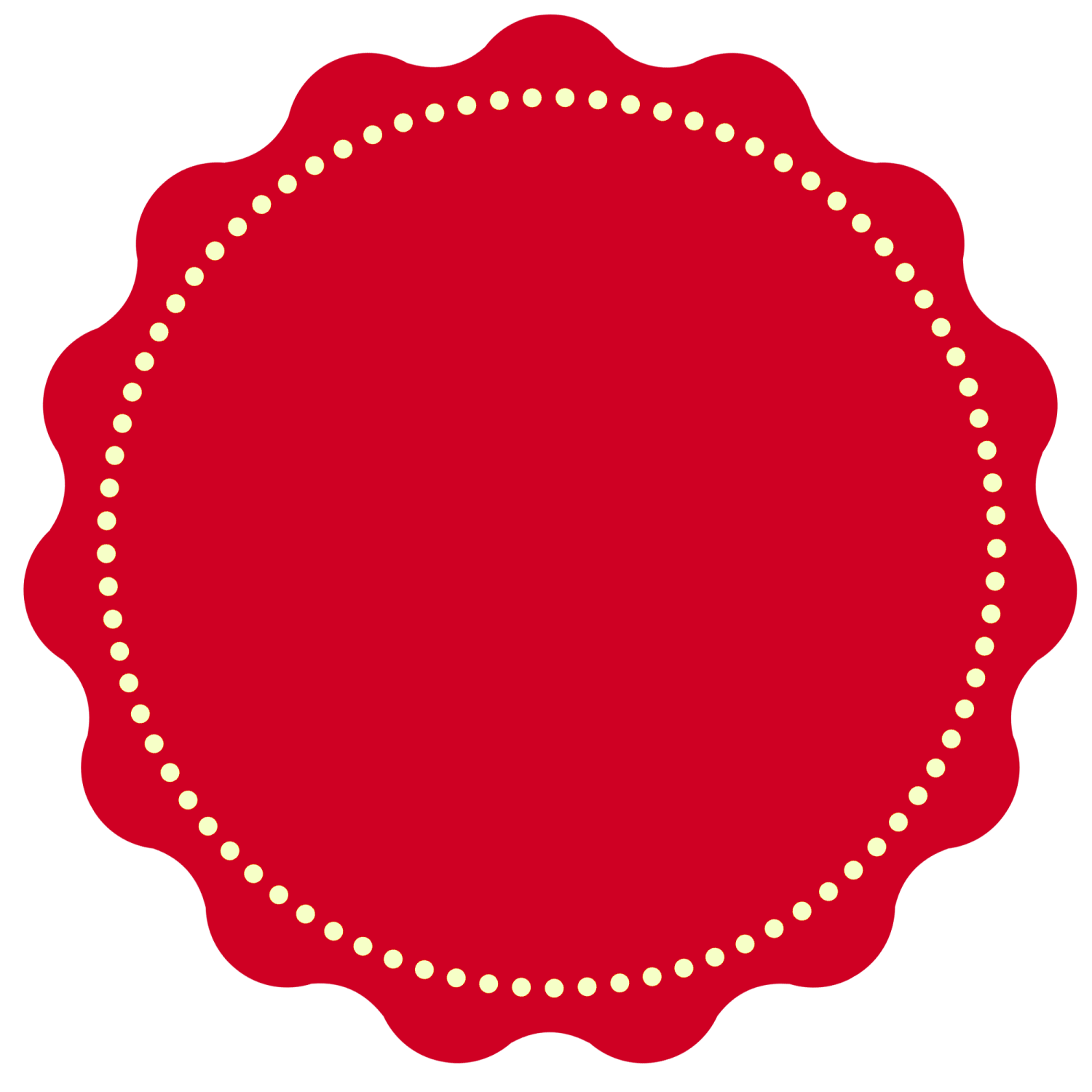 a red circle with pearls on it