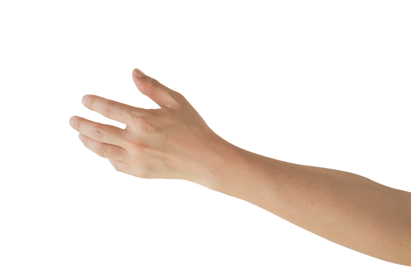 a person's hand reaching towards a white object