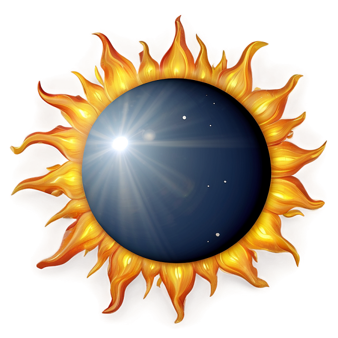 a sun with flames in the center of it
