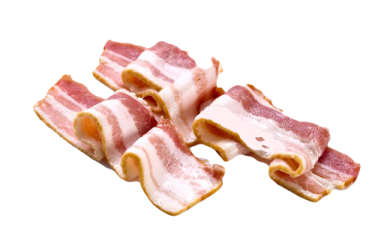 bacon strips on a white background