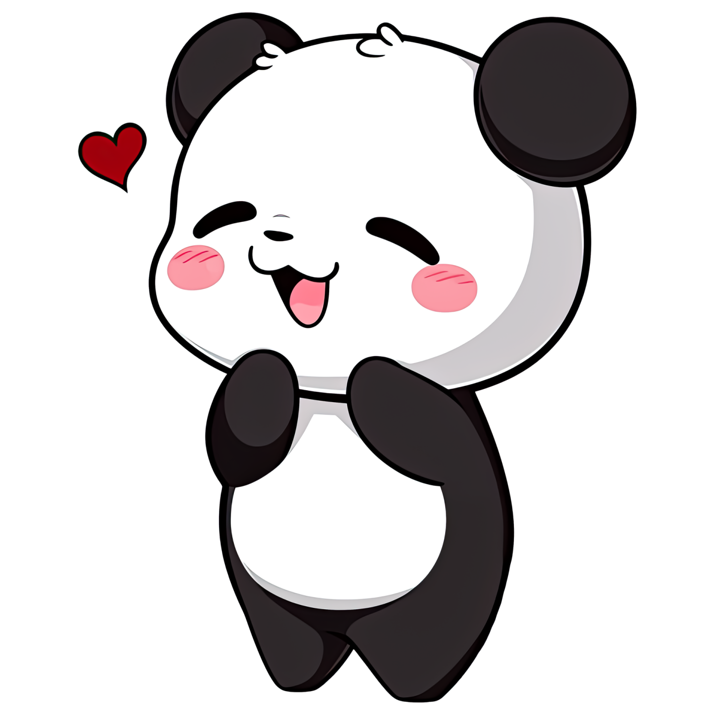 a cartoon panda bear with a heart on his chest