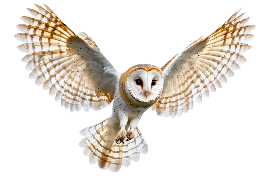 a barn owl flying in the air