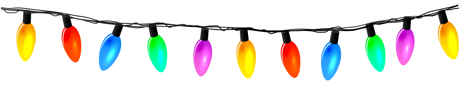 a string of multi colored lights on a white background