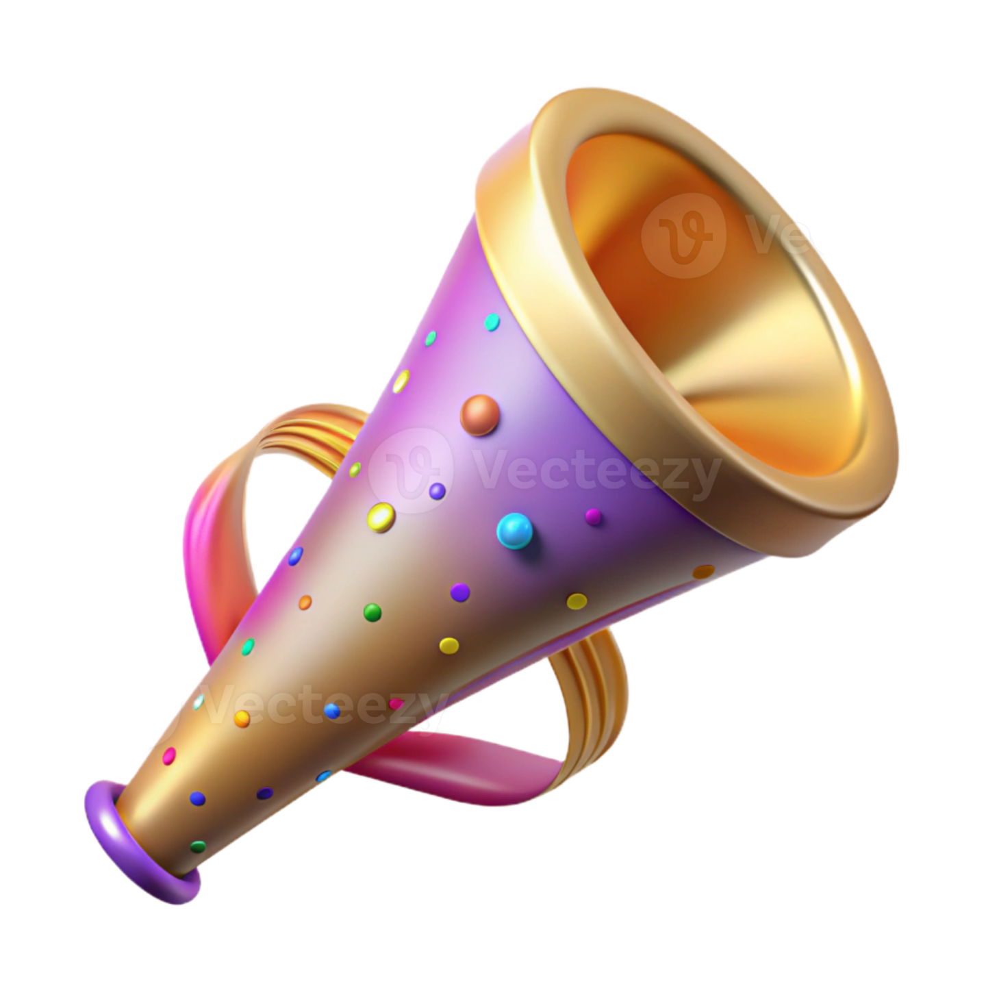 an illustration of a purple and gold megaphone