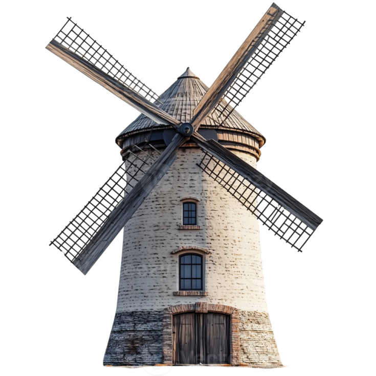an old windmill on a white background